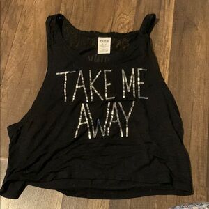 Black Sleeveless Top with Graphic Print